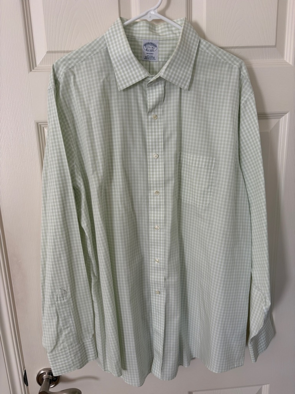 Brooks Brothers Light Green Gingham Dress Shirt